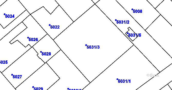 Parcela st. 5031/3 v KÚ Mělník, Katastrální mapa