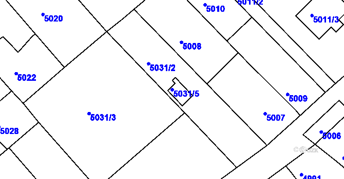 Parcela st. 5031/5 v KÚ Mělník, Katastrální mapa