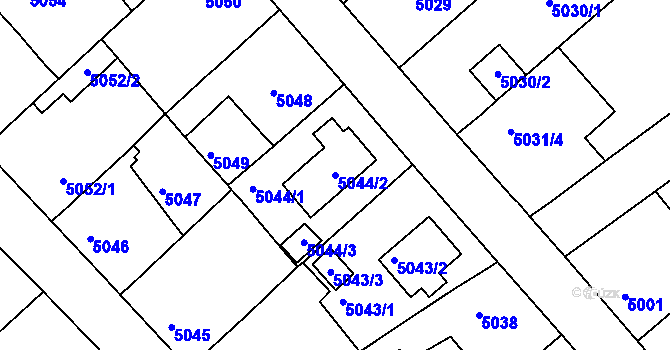 Parcela st. 5044/2 v KÚ Mělník, Katastrální mapa