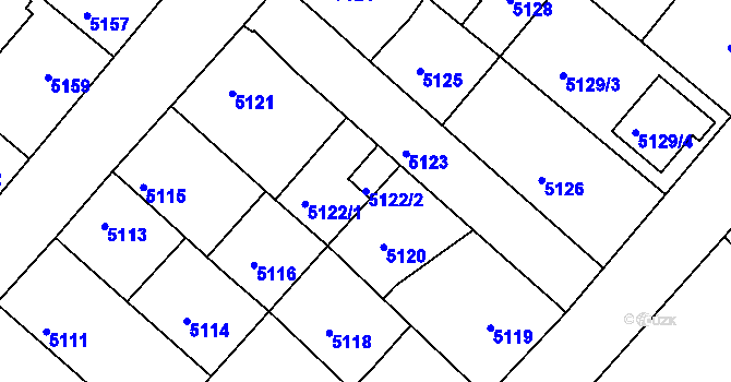 Parcela st. 5122/2 v KÚ Mělník, Katastrální mapa