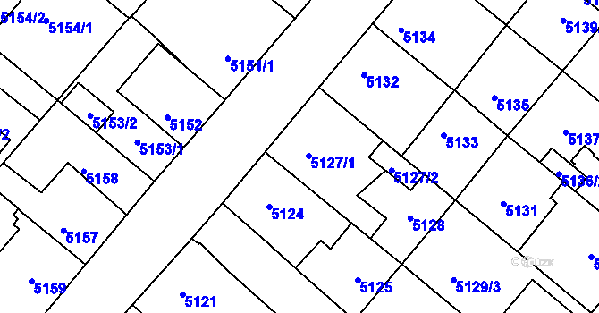 Parcela st. 5127 v KÚ Mělník, Katastrální mapa