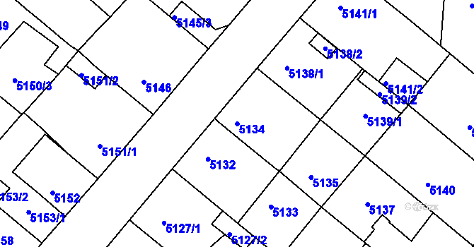 Parcela st. 5134 v KÚ Mělník, Katastrální mapa
