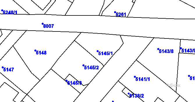 Parcela st. 5145/1 v KÚ Mělník, Katastrální mapa