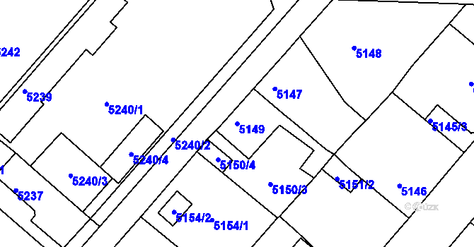 Parcela st. 5149 v KÚ Mělník, Katastrální mapa