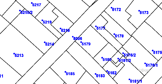 Parcela st. 5179 v KÚ Mělník, Katastrální mapa