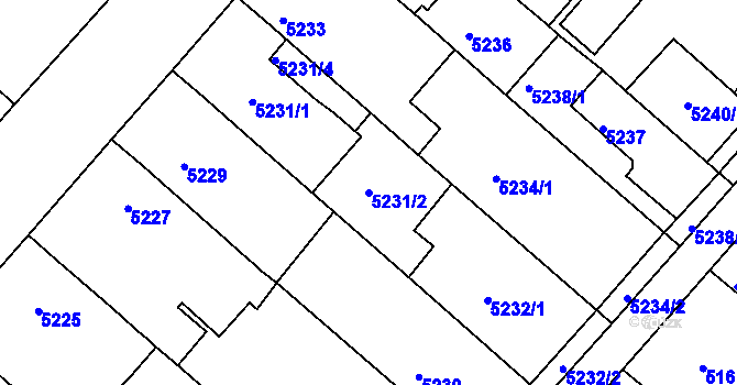 Parcela st. 5231/2 v KÚ Mělník, Katastrální mapa