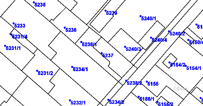 Parcela st. 5237 v KÚ Mělník, Katastrální mapa