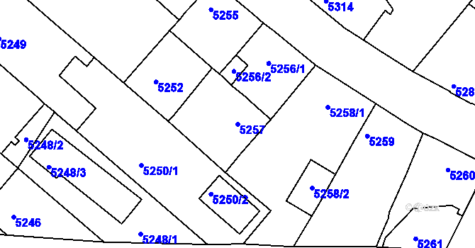 Parcela st. 5257 v KÚ Mělník, Katastrální mapa