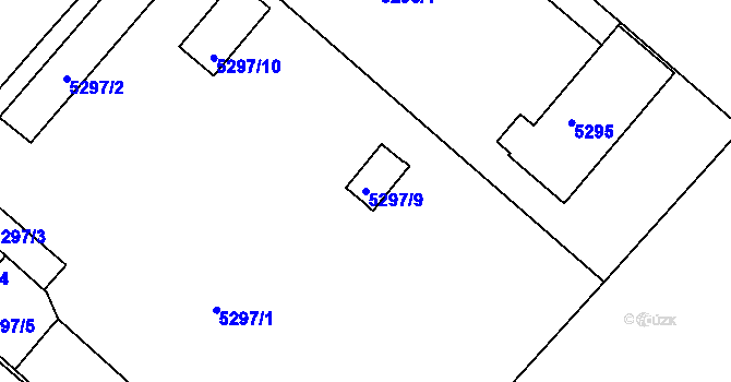 Parcela st. 5297/9 v KÚ Mělník, Katastrální mapa