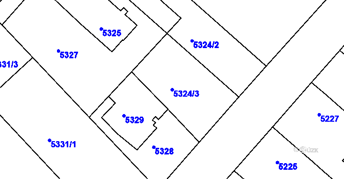 Parcela st. 5324/3 v KÚ Mělník, Katastrální mapa
