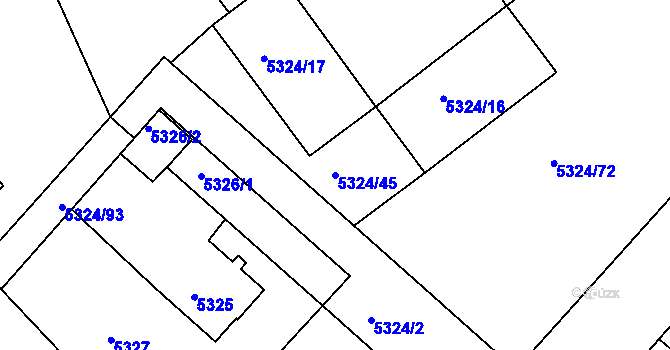 Parcela st. 5324/45 v KÚ Mělník, Katastrální mapa