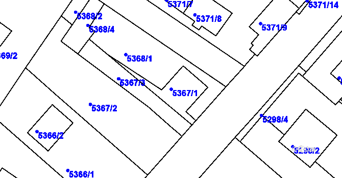 Parcela st. 5367/1 v KÚ Mělník, Katastrální mapa