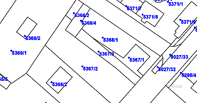 Parcela st. 5367/3 v KÚ Mělník, Katastrální mapa