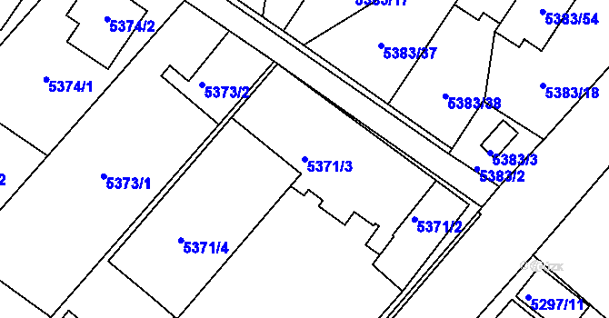 Parcela st. 5371/3 v KÚ Mělník, Katastrální mapa