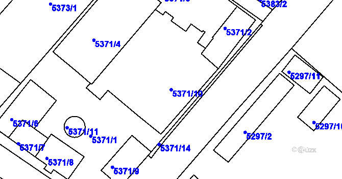Parcela st. 5371/10 v KÚ Mělník, Katastrální mapa