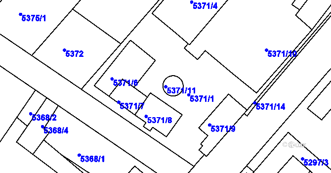 Parcela st. 5371/11 v KÚ Mělník, Katastrální mapa