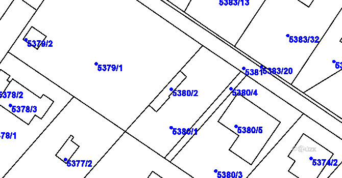 Parcela st. 5380/2 v KÚ Mělník, Katastrální mapa