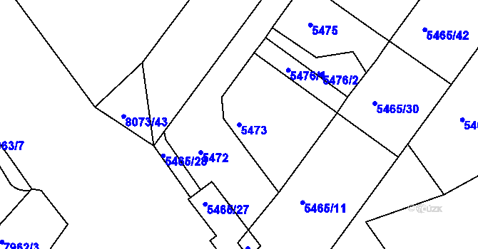Parcela st. 5473 v KÚ Mělník, Katastrální mapa