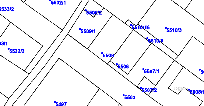 Parcela st. 5508 v KÚ Mělník, Katastrální mapa
