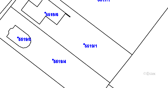 Parcela st. 5519/1 v KÚ Mělník, Katastrální mapa
