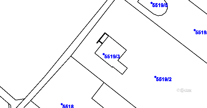 Parcela st. 5519/3 v KÚ Mělník, Katastrální mapa