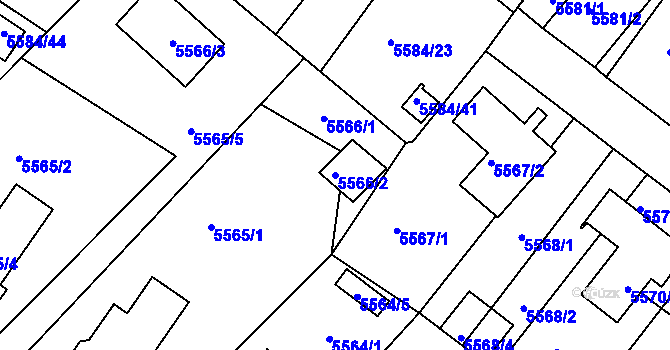 Parcela st. 5566/2 v KÚ Mělník, Katastrální mapa