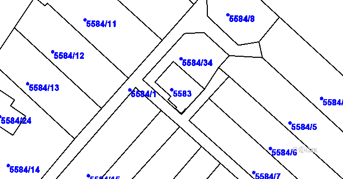 Parcela st. 5583 v KÚ Mělník, Katastrální mapa