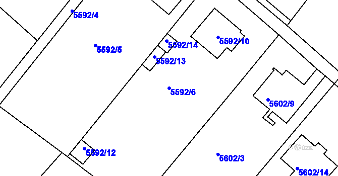 Parcela st. 5592/6 v KÚ Mělník, Katastrální mapa