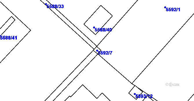 Parcela st. 5592/7 v KÚ Mělník, Katastrální mapa