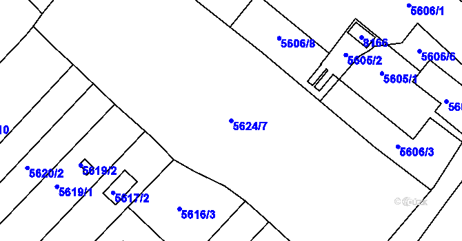 Parcela st. 5624/7 v KÚ Mělník, Katastrální mapa