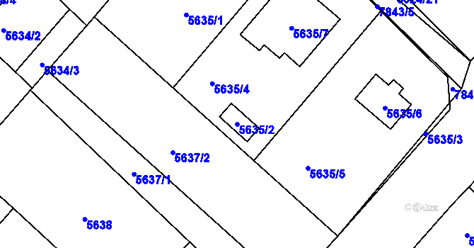 Parcela st. 5635/2 v KÚ Mělník, Katastrální mapa