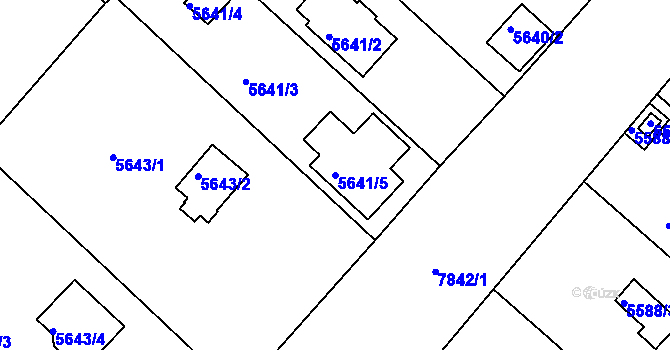 Parcela st. 5641/5 v KÚ Mělník, Katastrální mapa