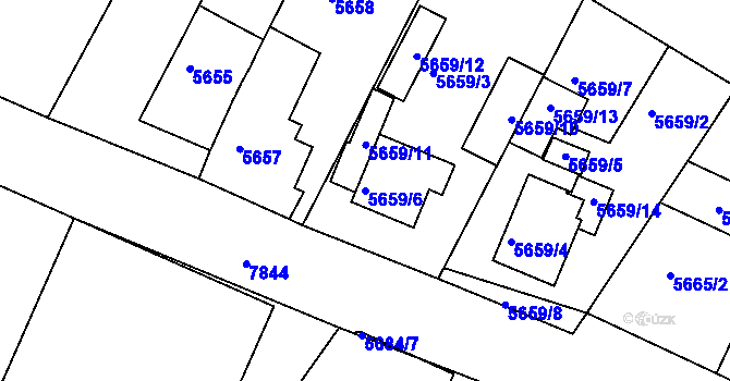 Parcela st. 5659/6 v KÚ Mělník, Katastrální mapa