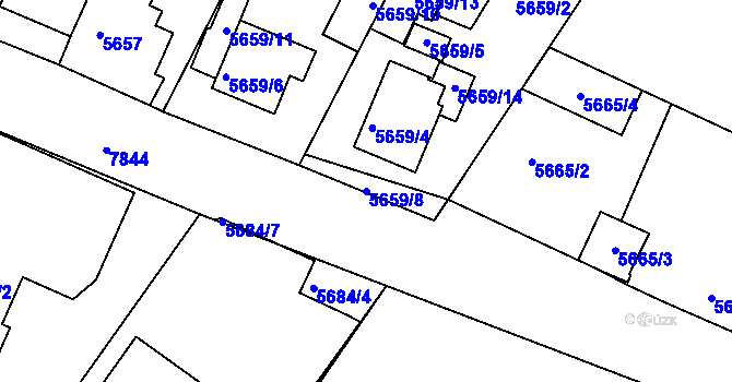 Parcela st. 5659/8 v KÚ Mělník, Katastrální mapa