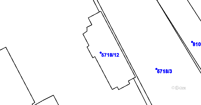Parcela st. 5718/12 v KÚ Mělník, Katastrální mapa