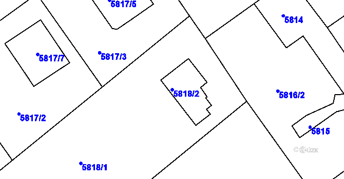 Parcela st. 5818/2 v KÚ Mělník, Katastrální mapa