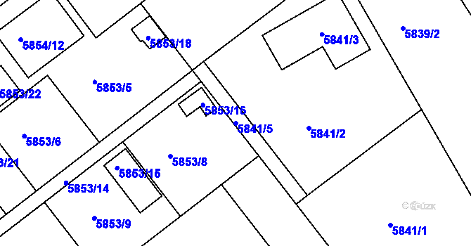 Parcela st. 5841/5 v KÚ Mělník, Katastrální mapa