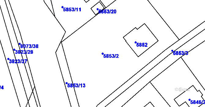 Parcela st. 5853/2 v KÚ Mělník, Katastrální mapa