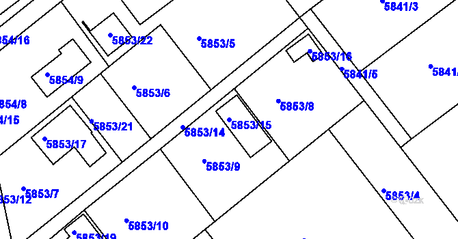 Parcela st. 5853/15 v KÚ Mělník, Katastrální mapa