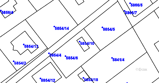 Parcela st. 5854/10 v KÚ Mělník, Katastrální mapa