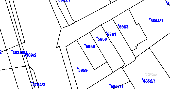 Parcela st. 5858 v KÚ Mělník, Katastrální mapa