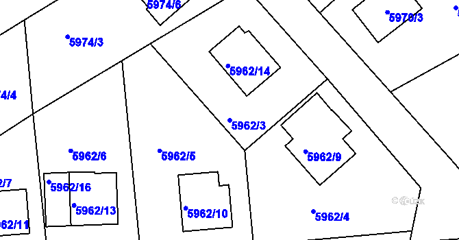 Parcela st. 5962/3 v KÚ Mělník, Katastrální mapa
