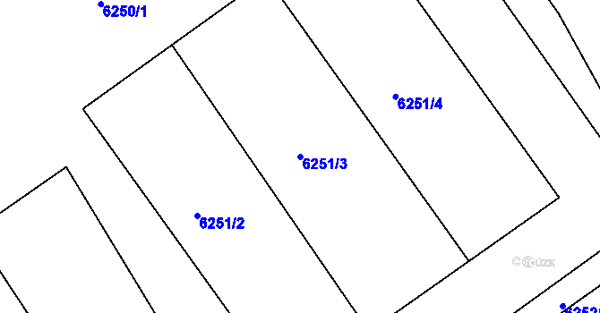 Parcela st. 6251/3 v KÚ Mělník, Katastrální mapa
