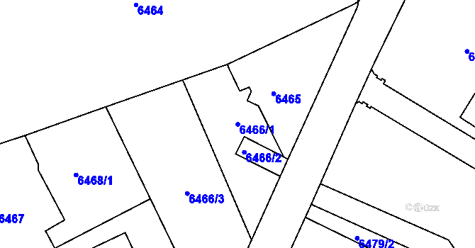 Parcela st. 6466/1 v KÚ Mělník, Katastrální mapa