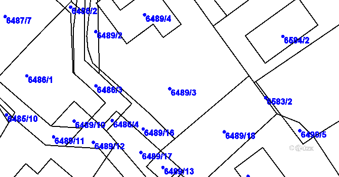 Parcela st. 6489/3 v KÚ Mělník, Katastrální mapa