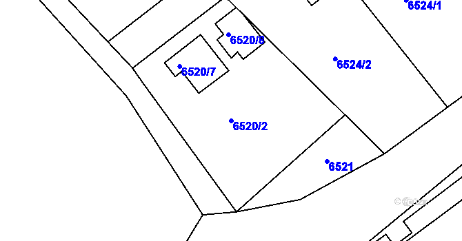 Parcela st. 6520/2 v KÚ Mělník, Katastrální mapa