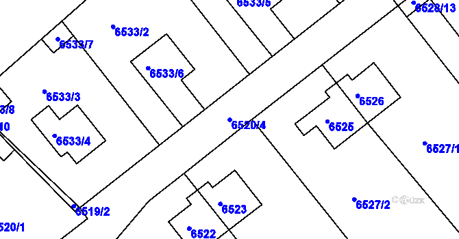 Parcela st. 6520/4 v KÚ Mělník, Katastrální mapa