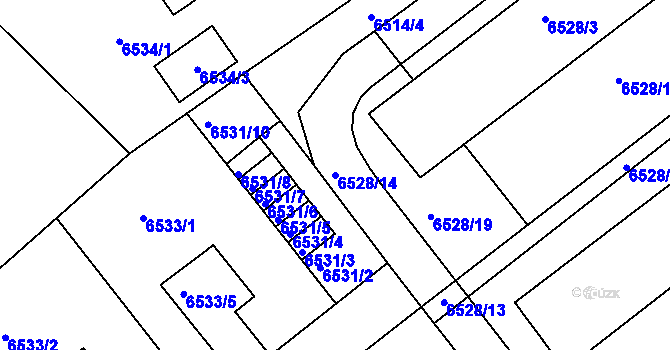 Parcela st. 6528/14 v KÚ Mělník, Katastrální mapa