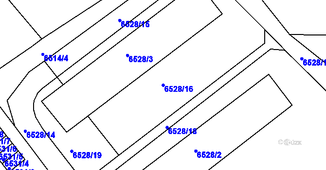 Parcela st. 6528/16 v KÚ Mělník, Katastrální mapa