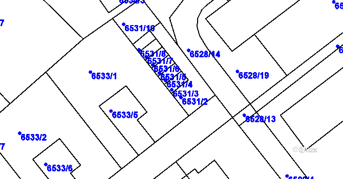 Parcela st. 6531/3 v KÚ Mělník, Katastrální mapa